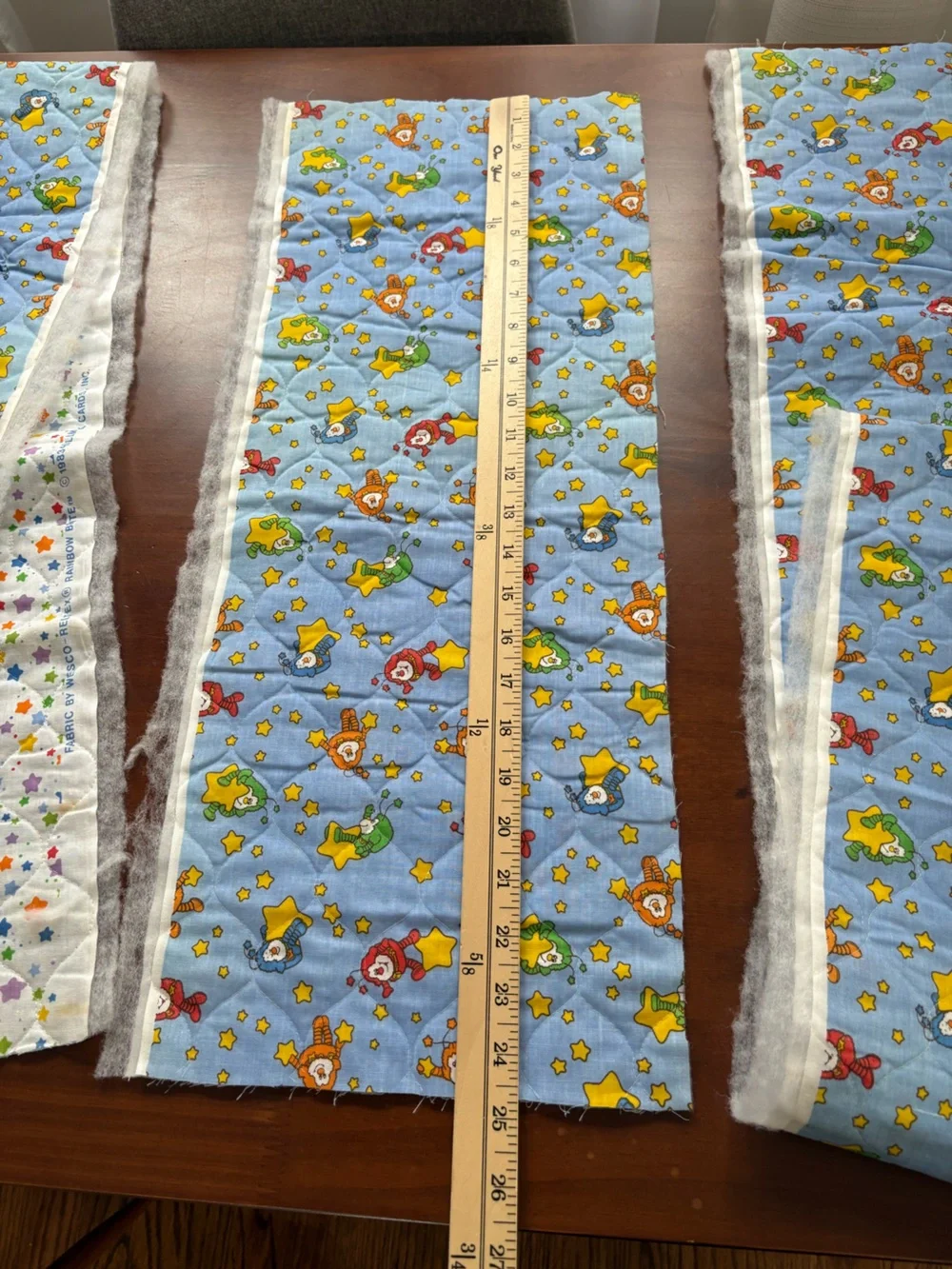 Rainbow Brite 1983 rare vintage quilted fabric 3 remnants